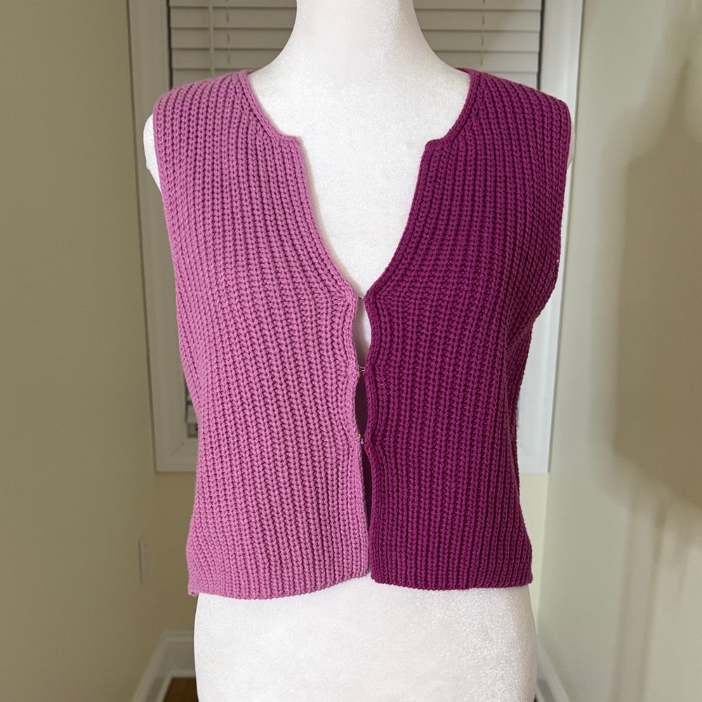 Two-Tone Pink Knit Vest